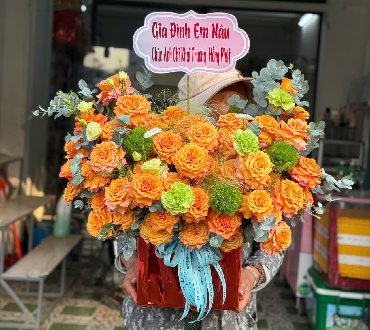Giỏ hoa khai trương long khánh