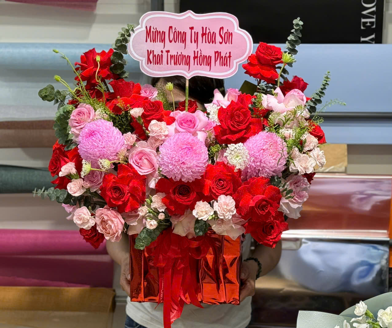 Giỏ hoa khai trương long khánh